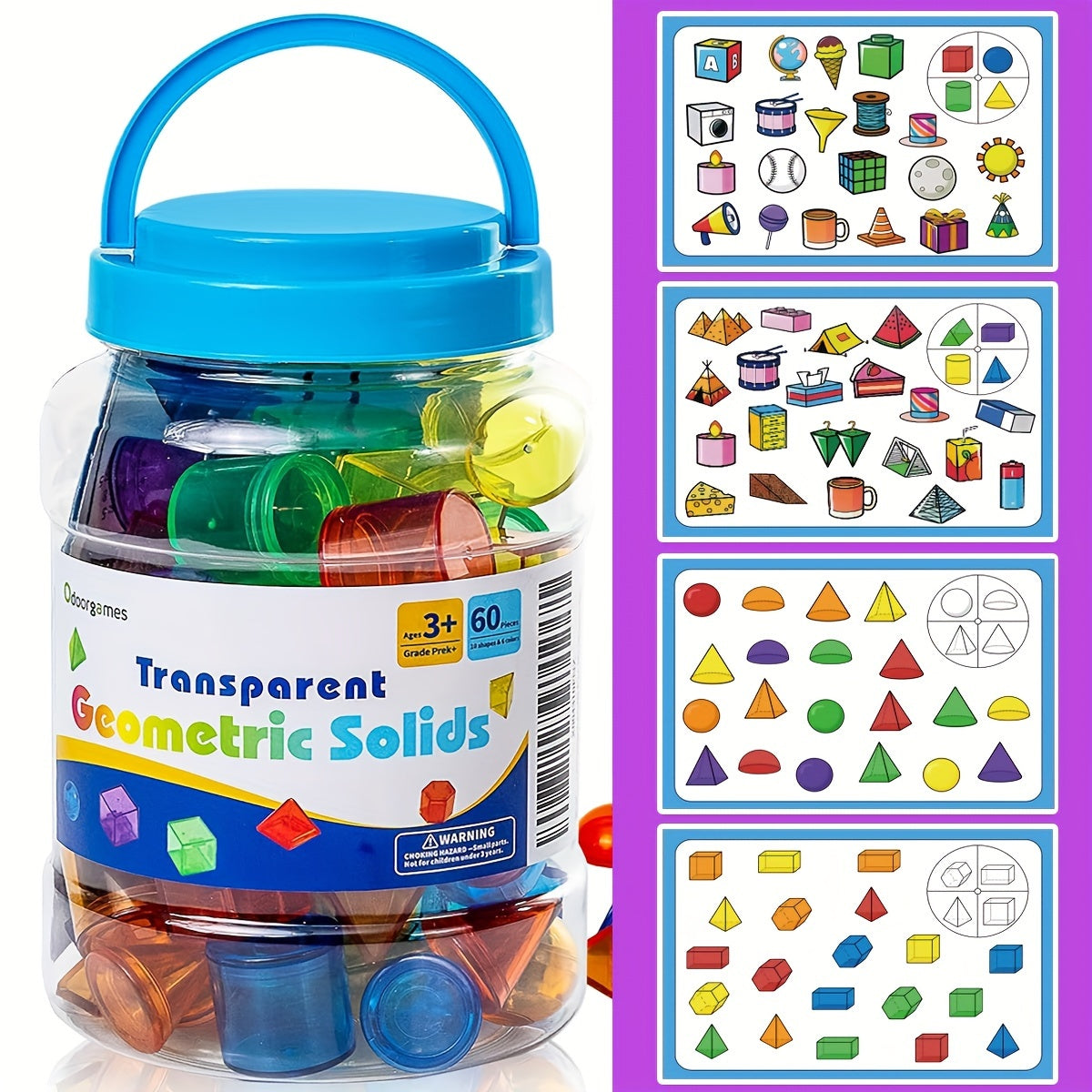 Translucent 3D Geometric Shapes for Kids