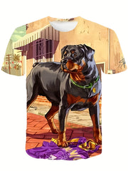 Cartoon Dog Graphic T shirt for Boys 3D Print Breathable Stretchy Tee for Summer