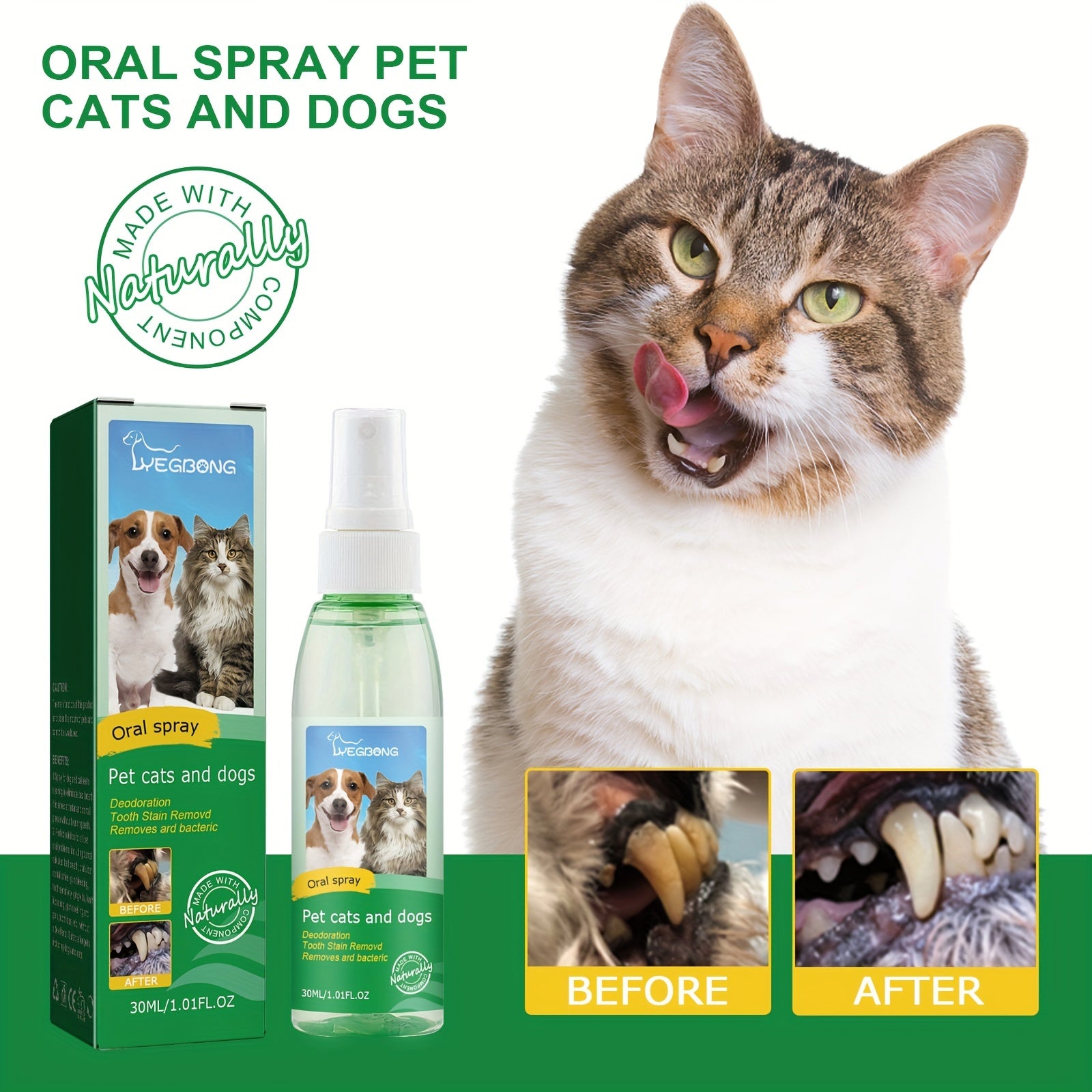 Pet Dental Spray for Dogs & Cats - Oral Care Teeth Cleaning Spray