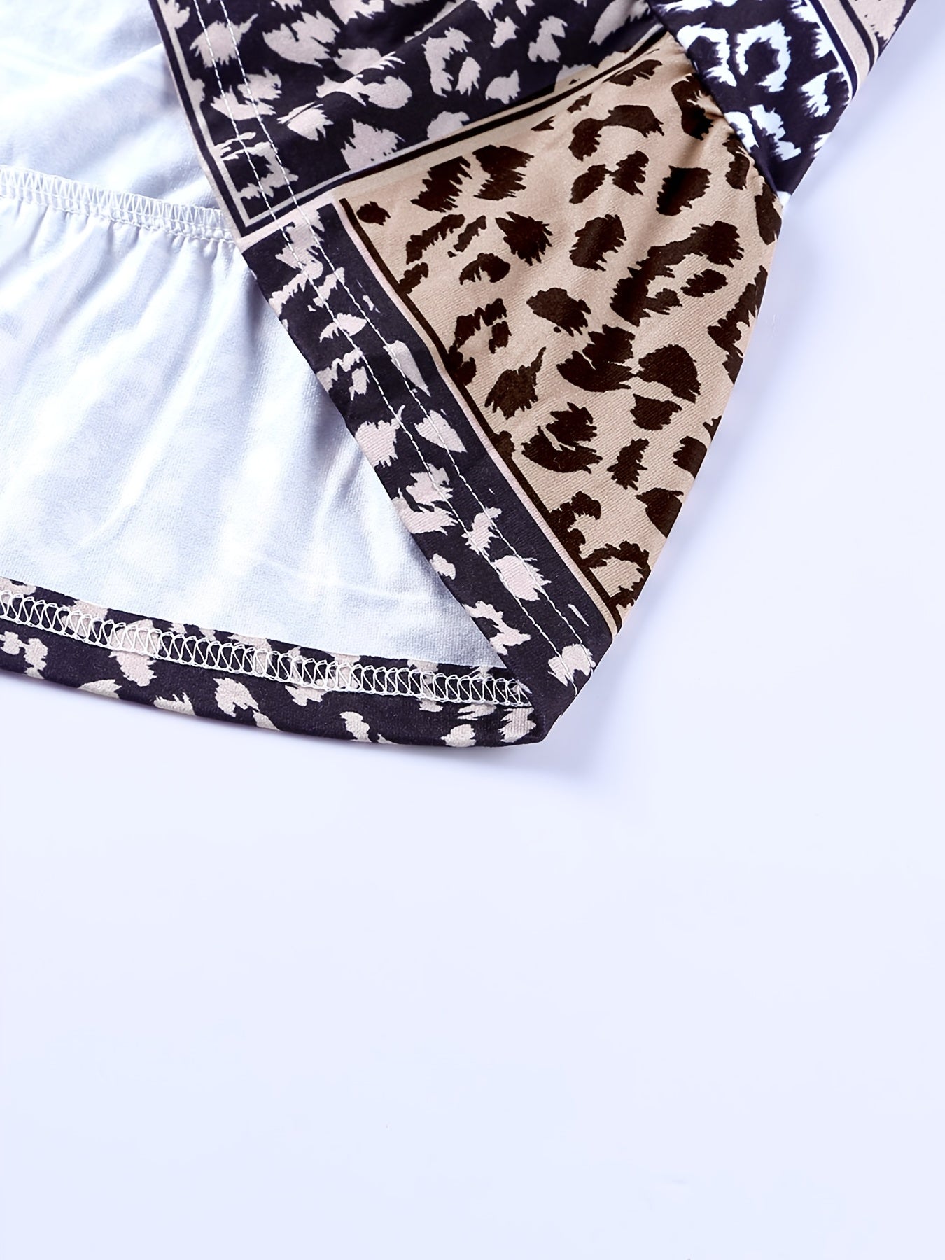 Casual Dress Women's Plus Colorblock Leopard Print Long Sleeve Dress
