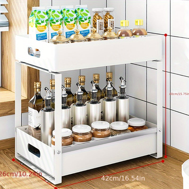 Kitchen Dish Storage Rack with Sliding Drawer