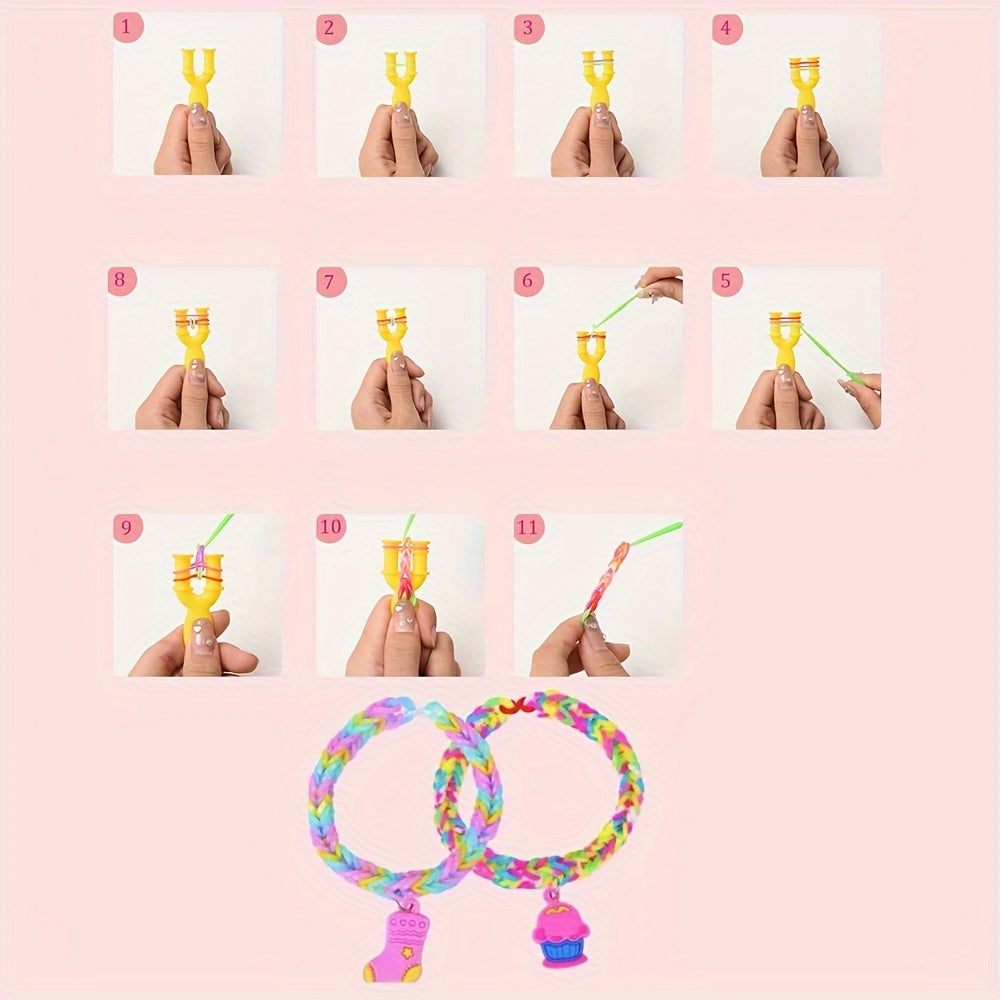 20 Colors Rubber Bands DIY Kit Women Girls Hair Styling Supplies