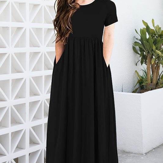 Girls Short Sleeve Maxi Dress with Pockets