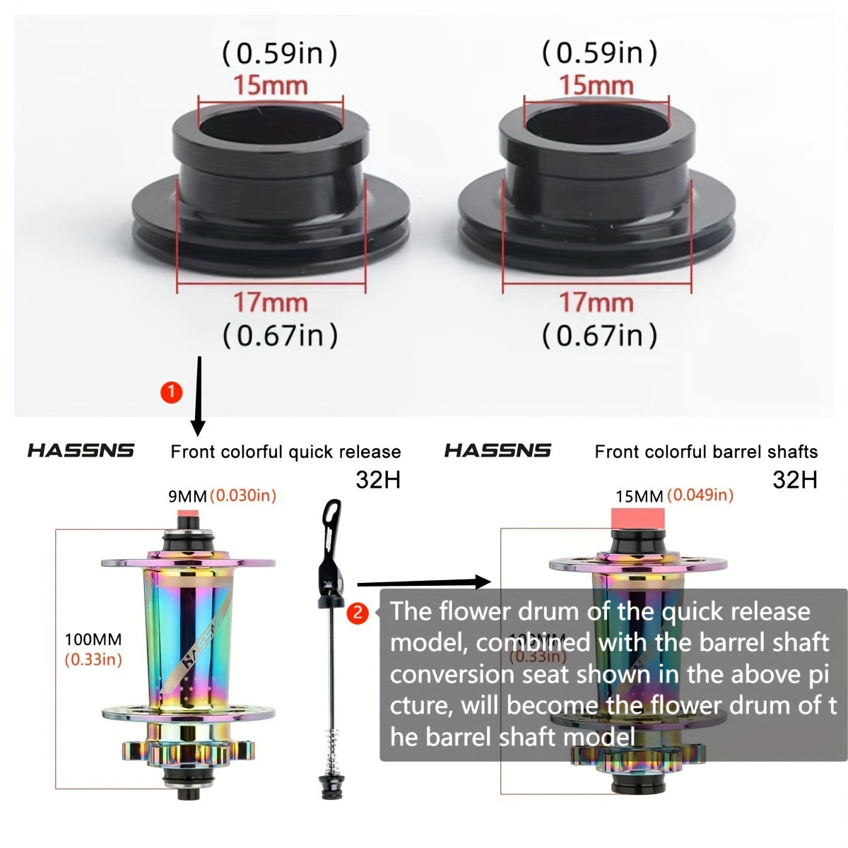 Bicycle Hub Quick Release Thru axle Conversion Seat PR07 PR04 Hub