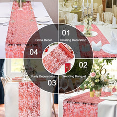 Red Moire Mesh Table Runner Halloween Bloody Tablecloth