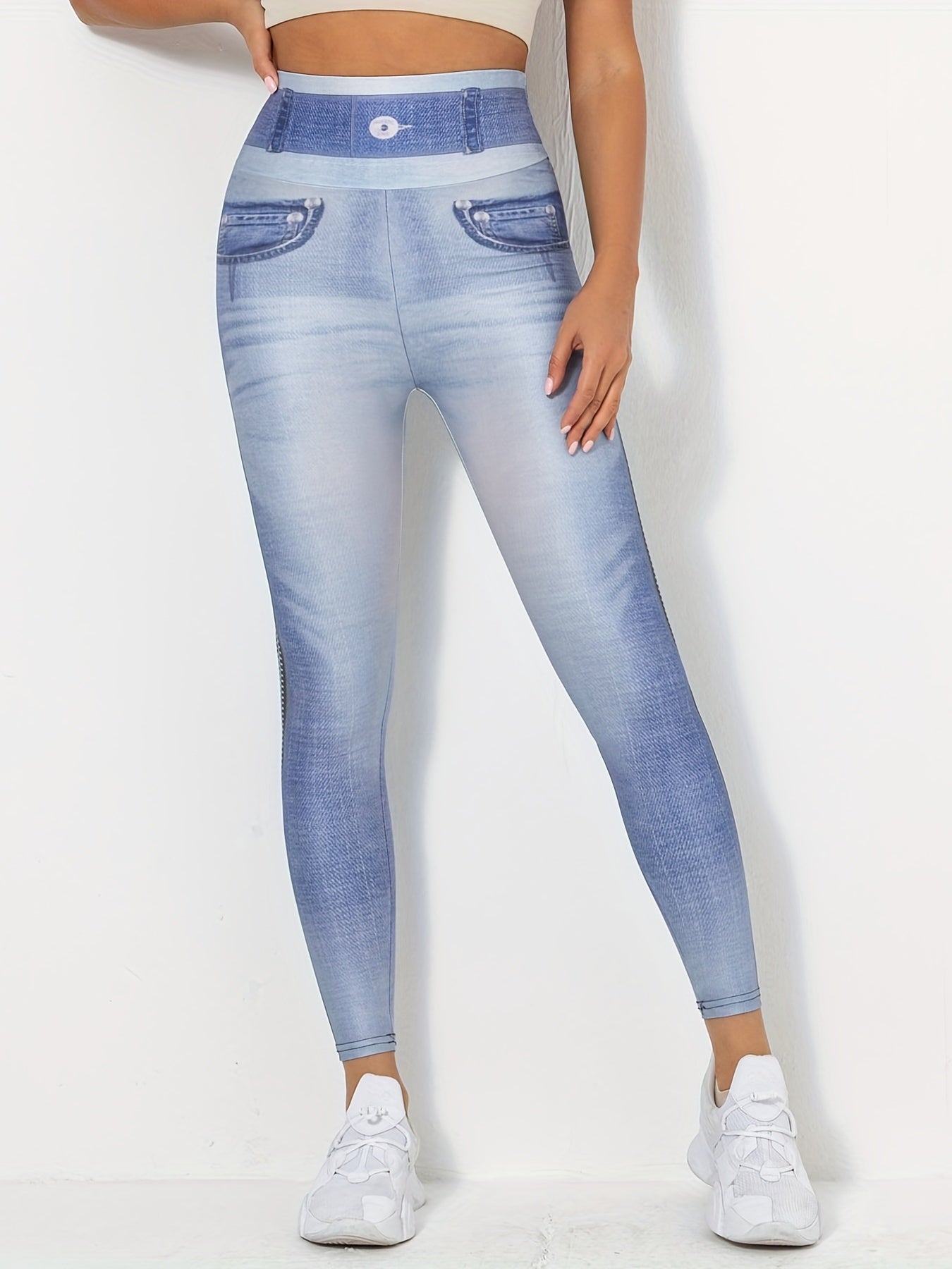 High Waist Denim Leggings Skinny Yoga Pants Women's Activewear