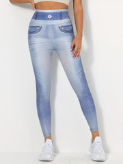 High Waist Denim Leggings Skinny Yoga Pants Women's Activewear