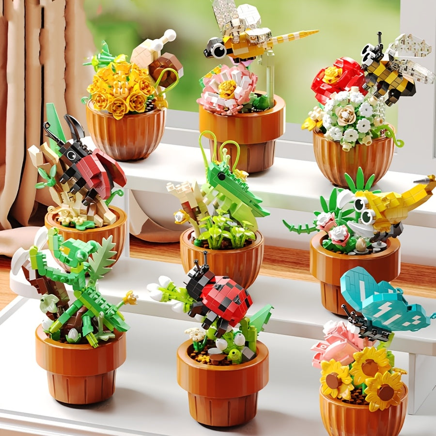 Insect Flower Building Blocks Home Office Decoration Christmas Gift