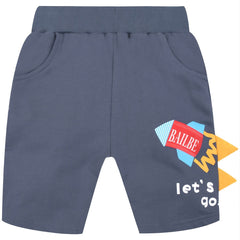 Boys Space Rocket Print Elastic Waist Shorts