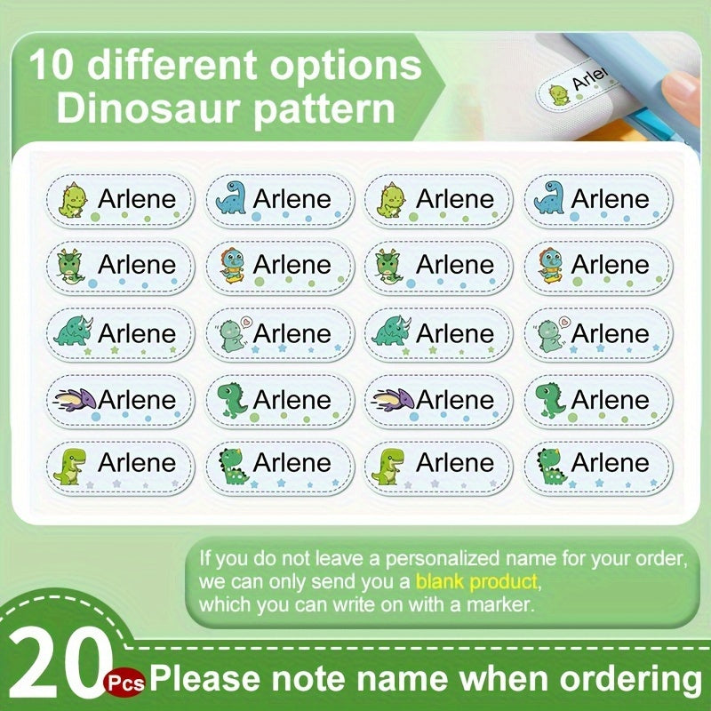 Dinosaur Iron-On Clothing Name Stickers - Set of 60