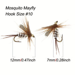 12pcs Mosquito Fly Fishing Lures for Trout Bass Perch Dry Fly Fishing