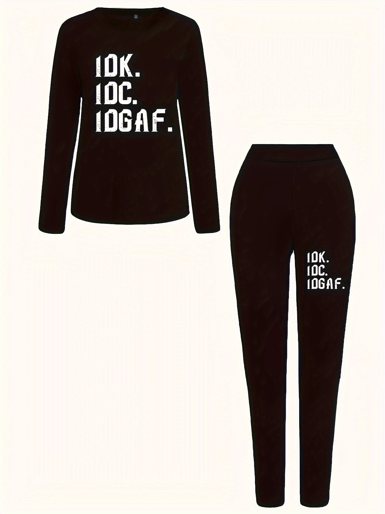 Letter Print Tee & Legging Outfit Set