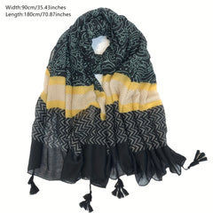 Boho Paisley Print Tassel Scarf Vintage Shawl