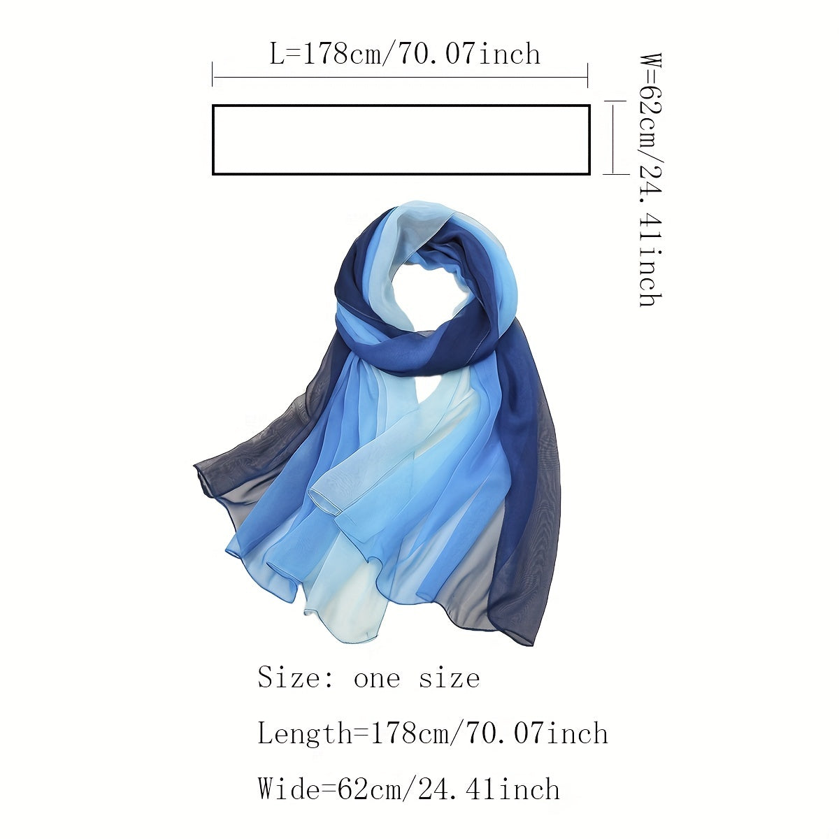 Gradient Silk Scarf Hijab Shawl Casual Windproof Head Wraps Turban