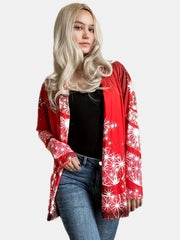 Graphic Print Long Sleeve Cardigan for Women