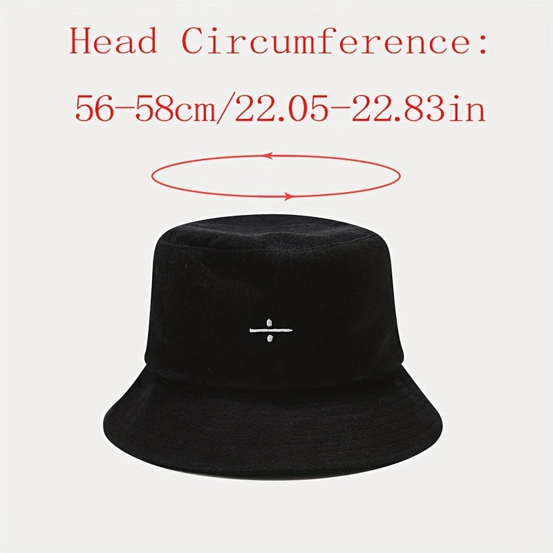 Unisex Sunshade Towel Material Bucket Hat with Division Sign Embroidery