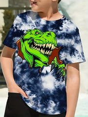 Boy's Dino Graphic T-shirt, 3D Print, Casual, Summer Tee
