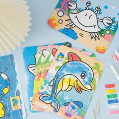 3pcs Cartoon Sand Painting Kit DIY Colored Paper Handicraft Craft Set