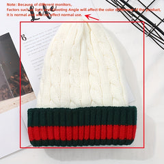 Striped Knitted Beanie Hats Thick Warm For Women & Men Autumn Winter