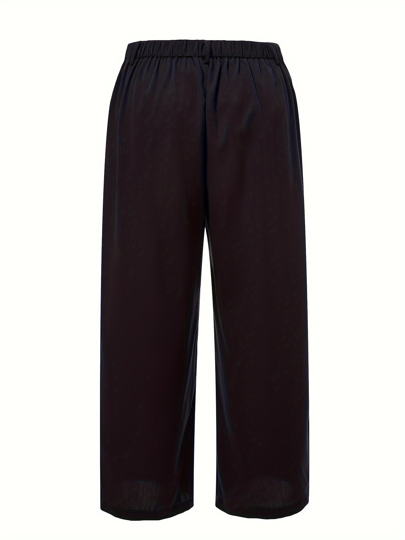 Women's Plus Solid Elastic High Rise Casual Pants