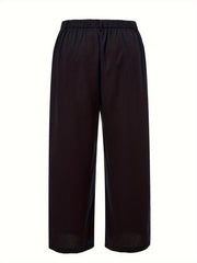 Women's Plus Solid Elastic High Rise Casual Pants
