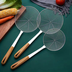 Stainless Steel Slotted Spoon with Wood Handle for Noodles and Frying