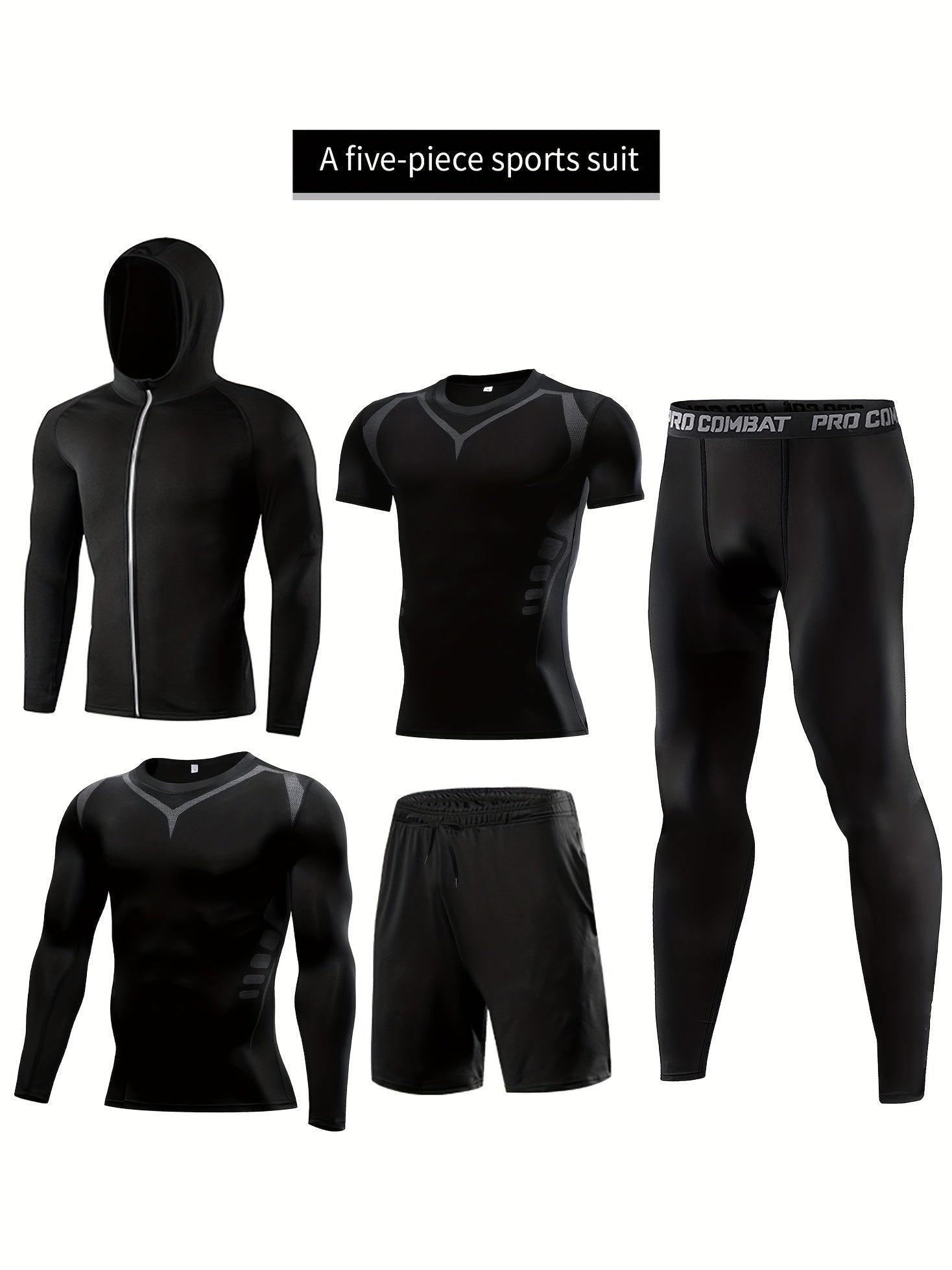 Men's Compression Suit Long Pants Long Sleeved Shirt Sports Shorts
