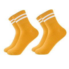 2 Pairs Striped Trim Short Socks Women's Stocking