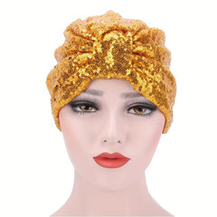 Sequin Sparkly Turban Cap Elastic Head Wrap Chemo Hat