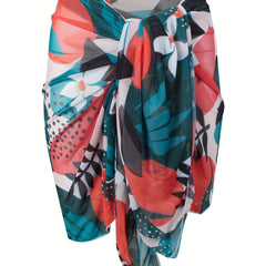 Boho Bikini Bottoms & Tropical Wrap Cover Up Set