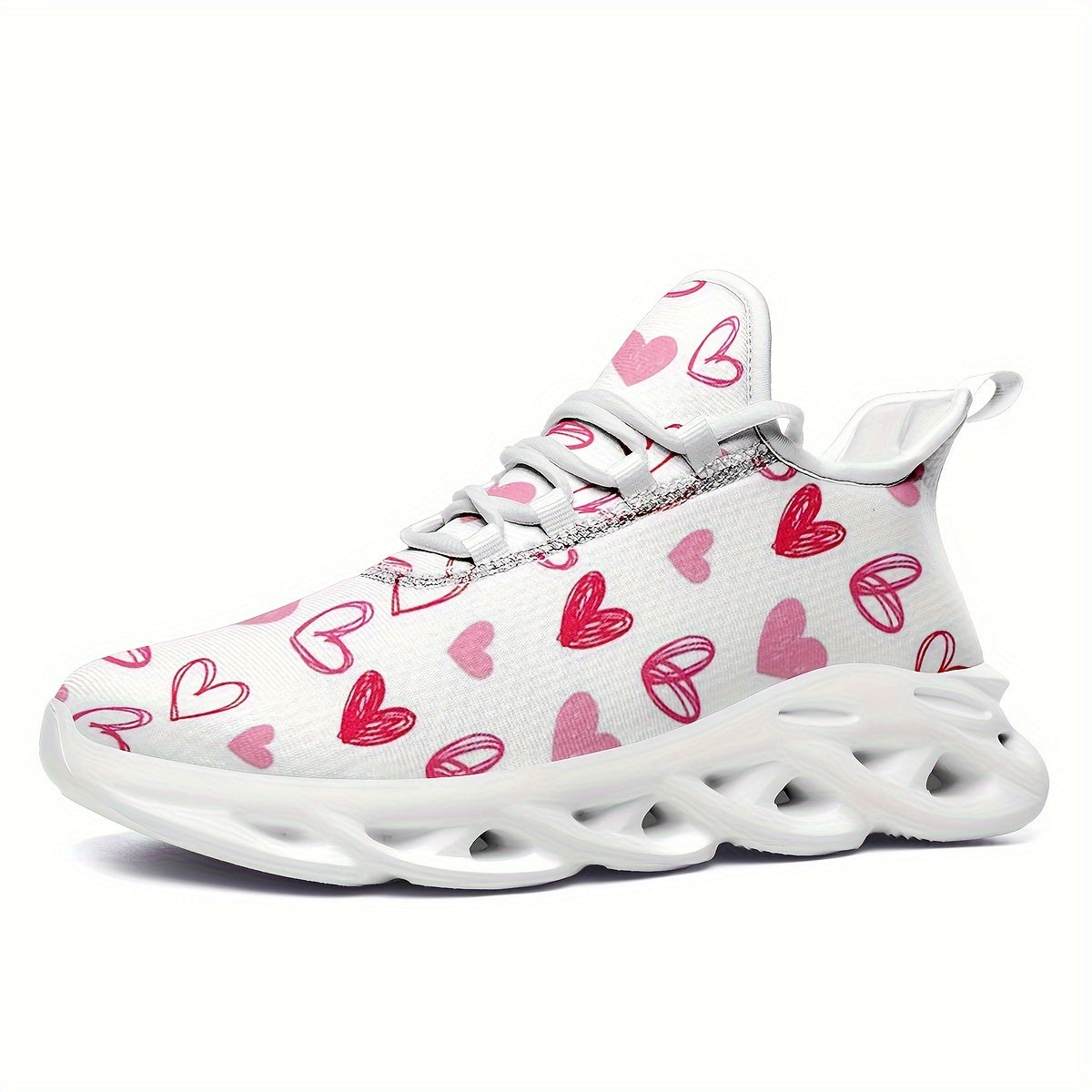 Heart Pattern Athletic Running Shoes - Breathable Mesh Sneakers