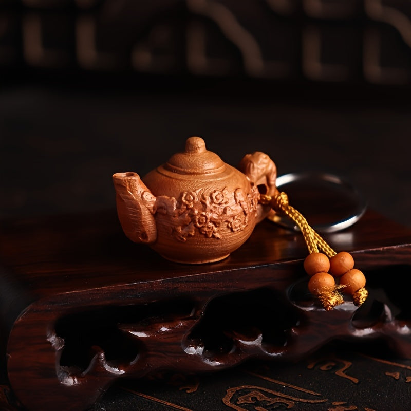Plum Teapot Pendant Keychain 3D Car Key Chain Decoration
