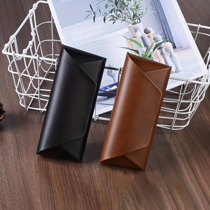Men's Vintage Brown PU Leather Myopia Glasses Case