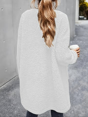 Women's Fluffy Winter Fur Coat with Crew Neck