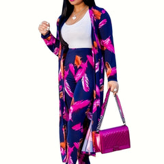 Printed Two Piece Set Coat & Pants Outfit