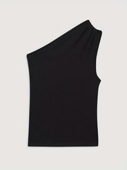 One Shoulder Tank Top Casual Asymmetrical Neck Sleeveless Top