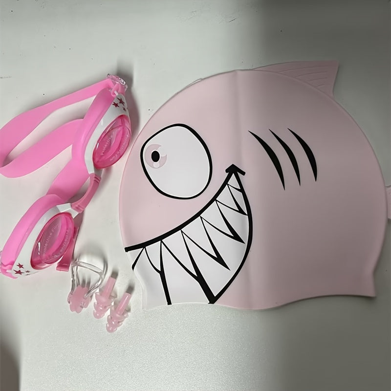 Kids' Swimming Set: Cap, Nose Clip, Earplugs, Goggles