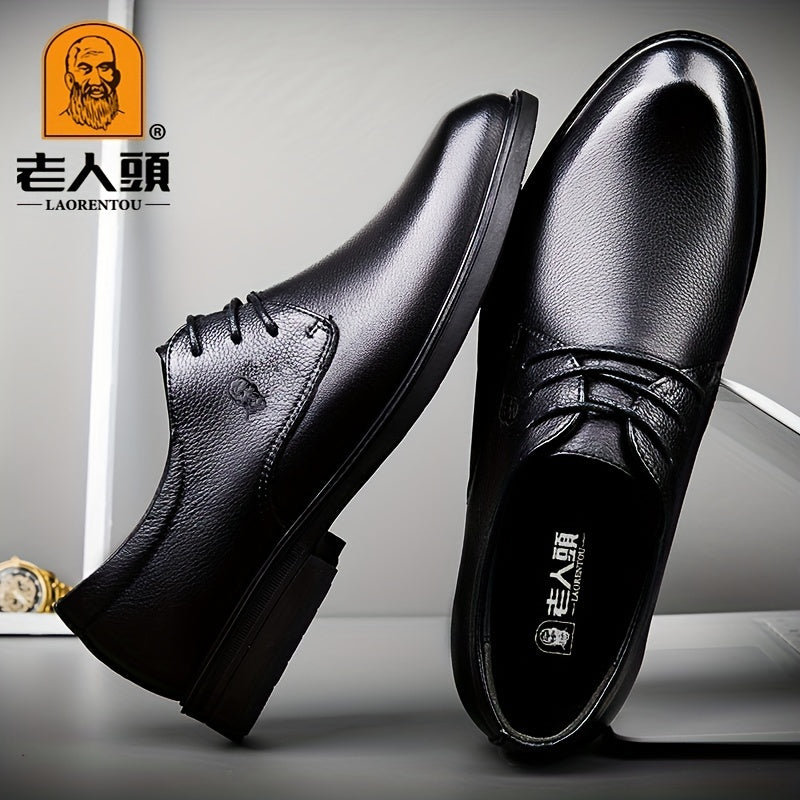 LAORENTOU Men's Leather Loafer Shoes Lightweight Lace Up Dress Shoes