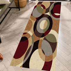 Geometric Runner Rug Non Slip Vintage Runner Waterproof Stain Resistant Carpet