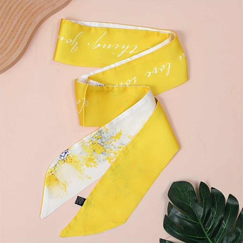 Butterfly Flower Pattern Neckerchief Long Skinny Scarf