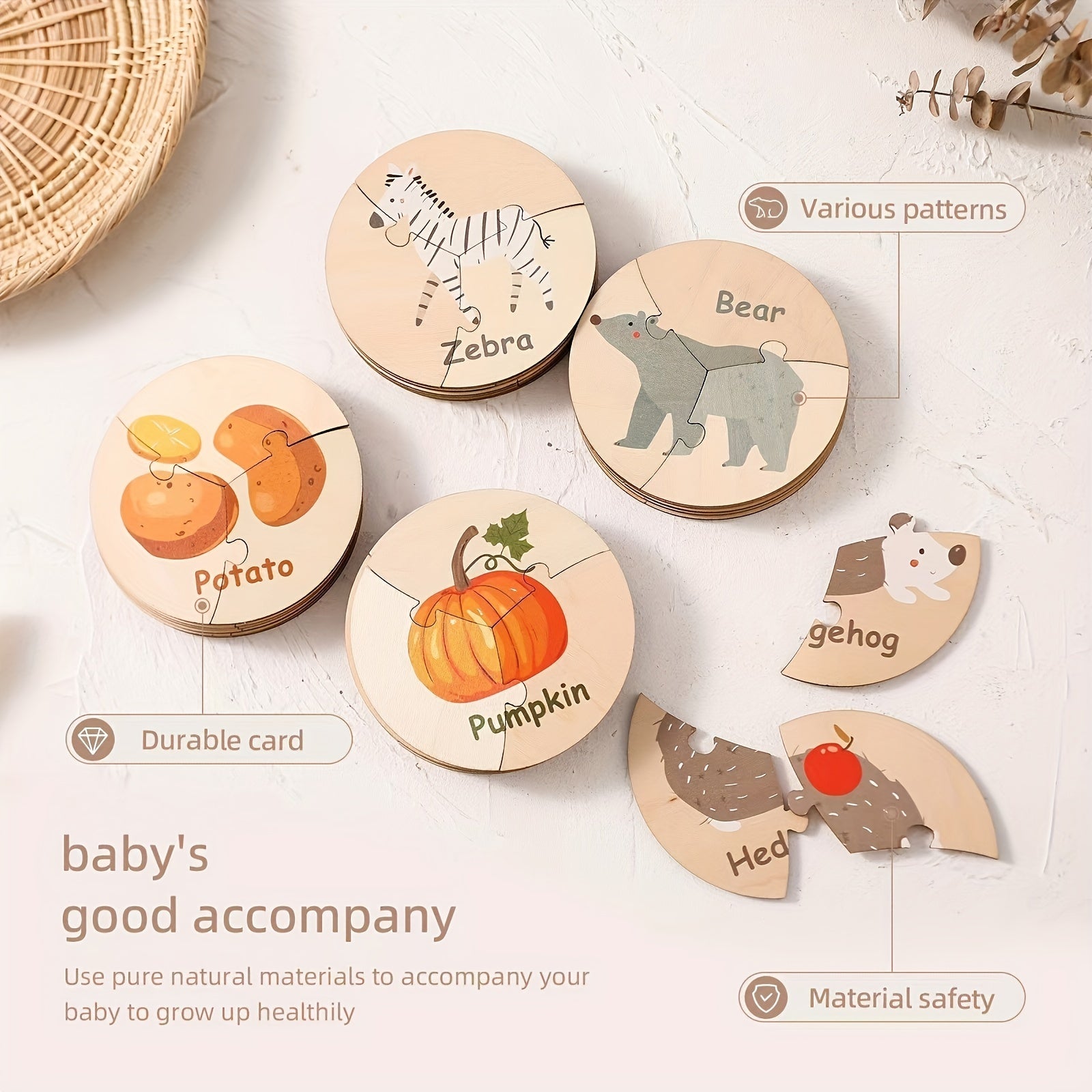 Wooden Vegetable Animal Puzzle for Baby