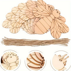 50pcs Wooden Bee Decor DIY Wood Chips Hanging Wooden Bee Paper Cut
