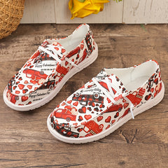Women's Skateboard Shoes with Truck & Heart Patterns Flat Lace-up Shoes