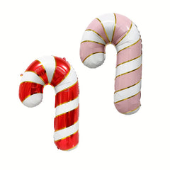 113pcs Pink Candy Cane Foil Balloons Pink Latex Christmas Home Decoration