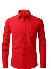 Men's Formal Button Up Shirt w/ Chest Pocket Spring/Fall Business Occasion