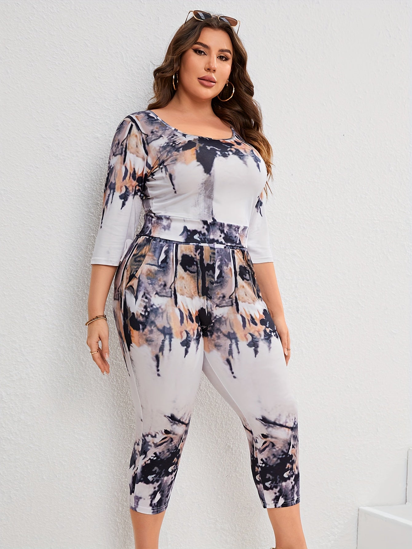 Tie Dye Top & Shorts Set Women's Casual Two Piece Outfits