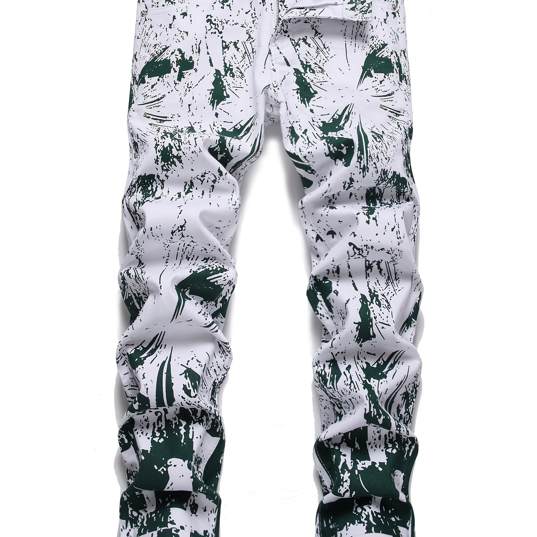 Printed Men's Jeans & Green Slim Fit Denim