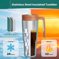 1200ml Travel Water Bottle With Handle Leakproof Lid Stainless Steel Tumbler