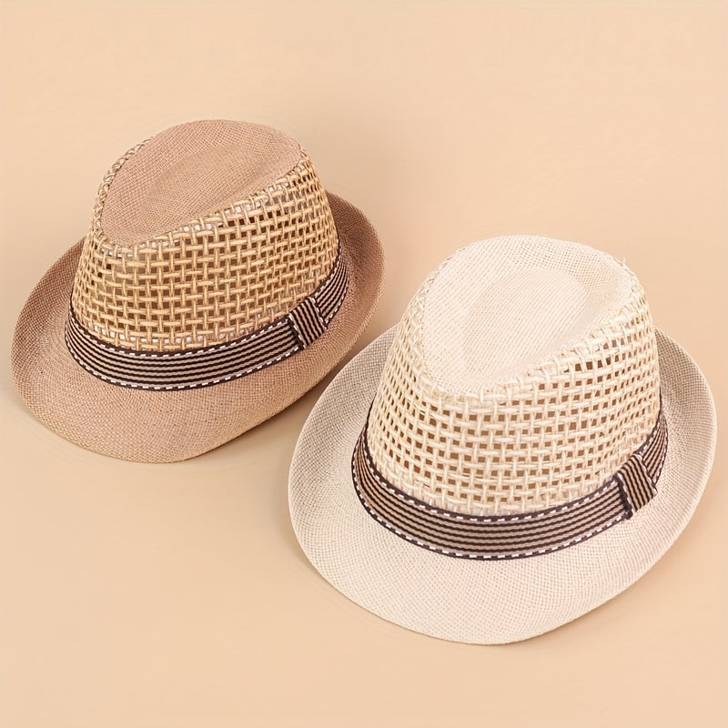 Kids Large Brim Sun Hat Straw Breathable Hollow Sunscreen Baby Hat