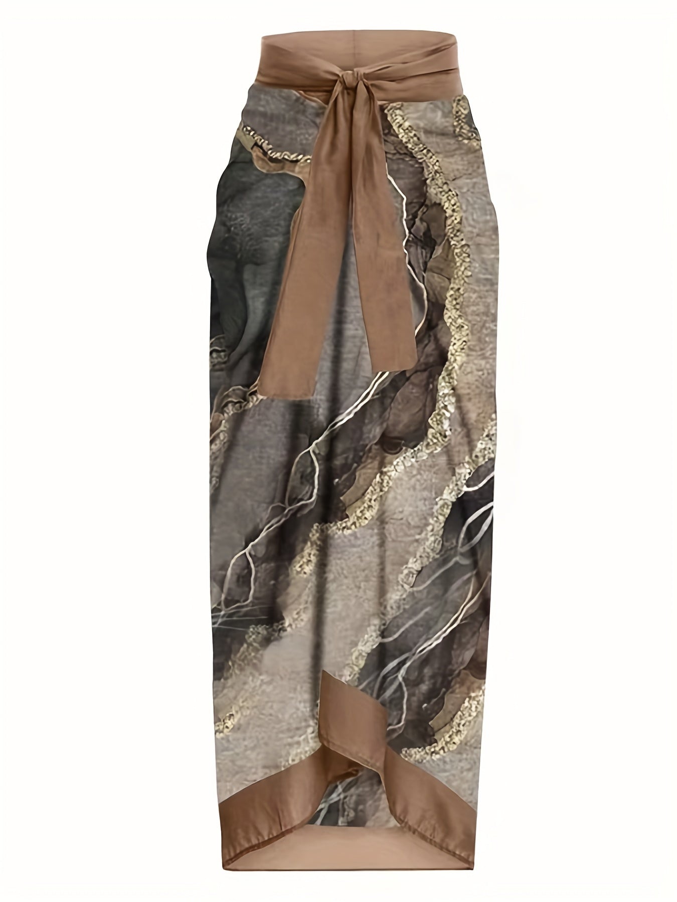 Ombre Tummy Control Two Pieces Swimsuit With Cover Up Skirt